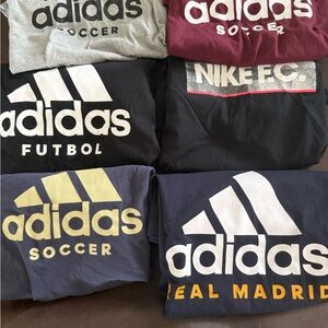 Lot of 6 Adidas Soccer T-Shirts Collection - Black, Gray, Navy